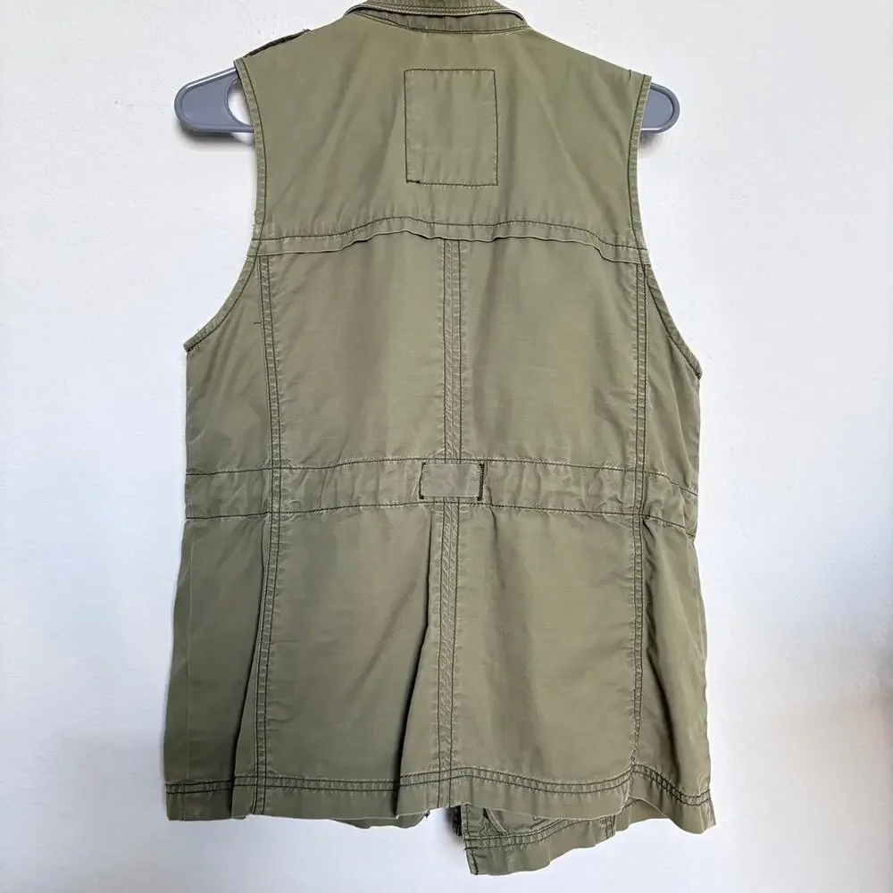 Abercrombie Fitch utility vest olive green cargo military style womens L - Picture 6 of 7